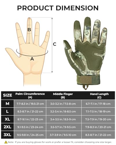 KEMIMOTO Luvas Táticas Camufladas Para Homens, Luvas De Motocicleta Com Tela Sensível Ao Toque Com C