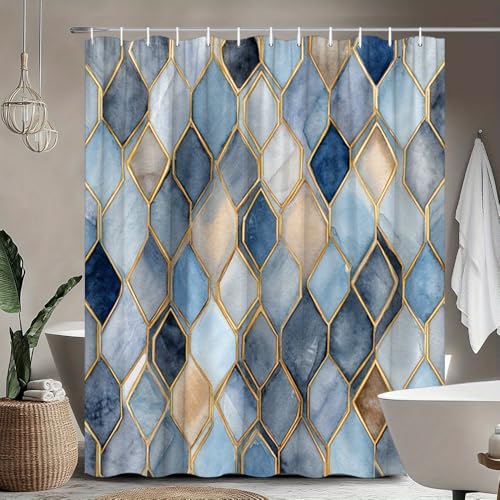 Rideau de douche mosaïque géométrique 140x170cm pour décorer et protéger la baignoire - 3