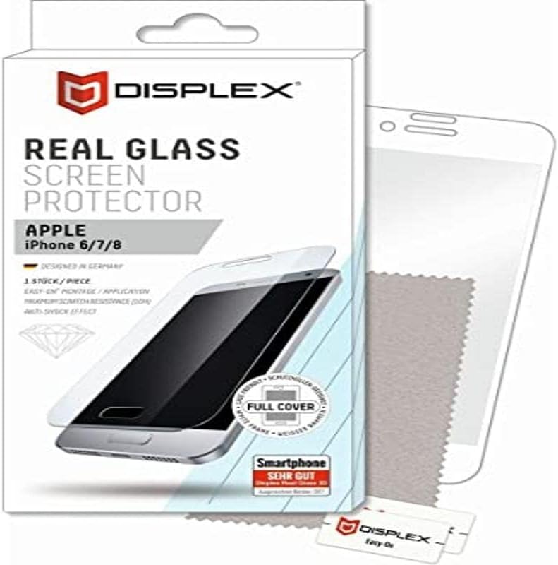 Displex All-Over Lächiges Protective Display Glass for iPhone 6/7/8 - White, Transparent, Weiß