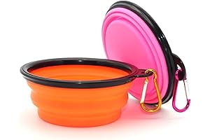 SLSON 2-Pack Collapsible Dog Bowls: Portable Pet Feeding and Watering Dish for Travel with Carabiners