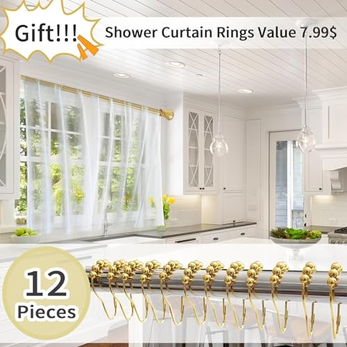 YNL-Tension-Curtain-Rod-Short-Tension-Rod-36-52-Inches-with-12-Shower-Curtain-Rings-Non-Slip-Never-Rust-No-Drill-Adjustable-Tension-Rod-for-Closet-Laundry-Doorways-Brushed-Gold-Size36-52