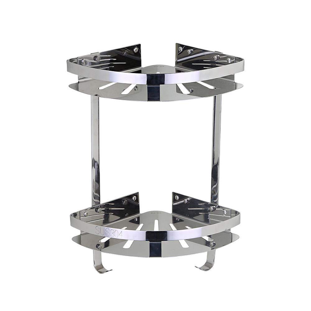 ngddf2haa 2 Tier 304 Stainless Steel Storage Corner Stand Wall Mounted Double Bathroom Corner Shelf Hanging Shower Caddy