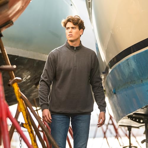 Image of Charles River Apparel Unisex Crosswind Quarter Zip Sweatshirt, Soft Cotton Blend Pullover with Pockets