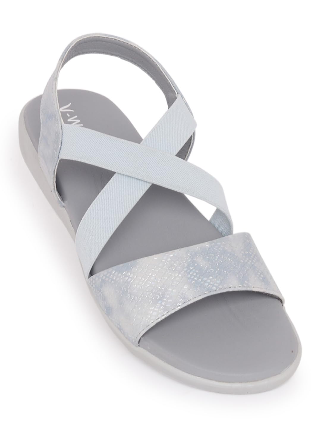 V-WALK Womens Daily-Wear Casuals Slip-Ons Comfort Sandals | Women Backstrap Flat Sandals | College, Office, Shopping, Outdoor & Casual Sandals for Women | Grey & Blue (B0D465N3KW) Amazon Price History, Amazon Price Tracker