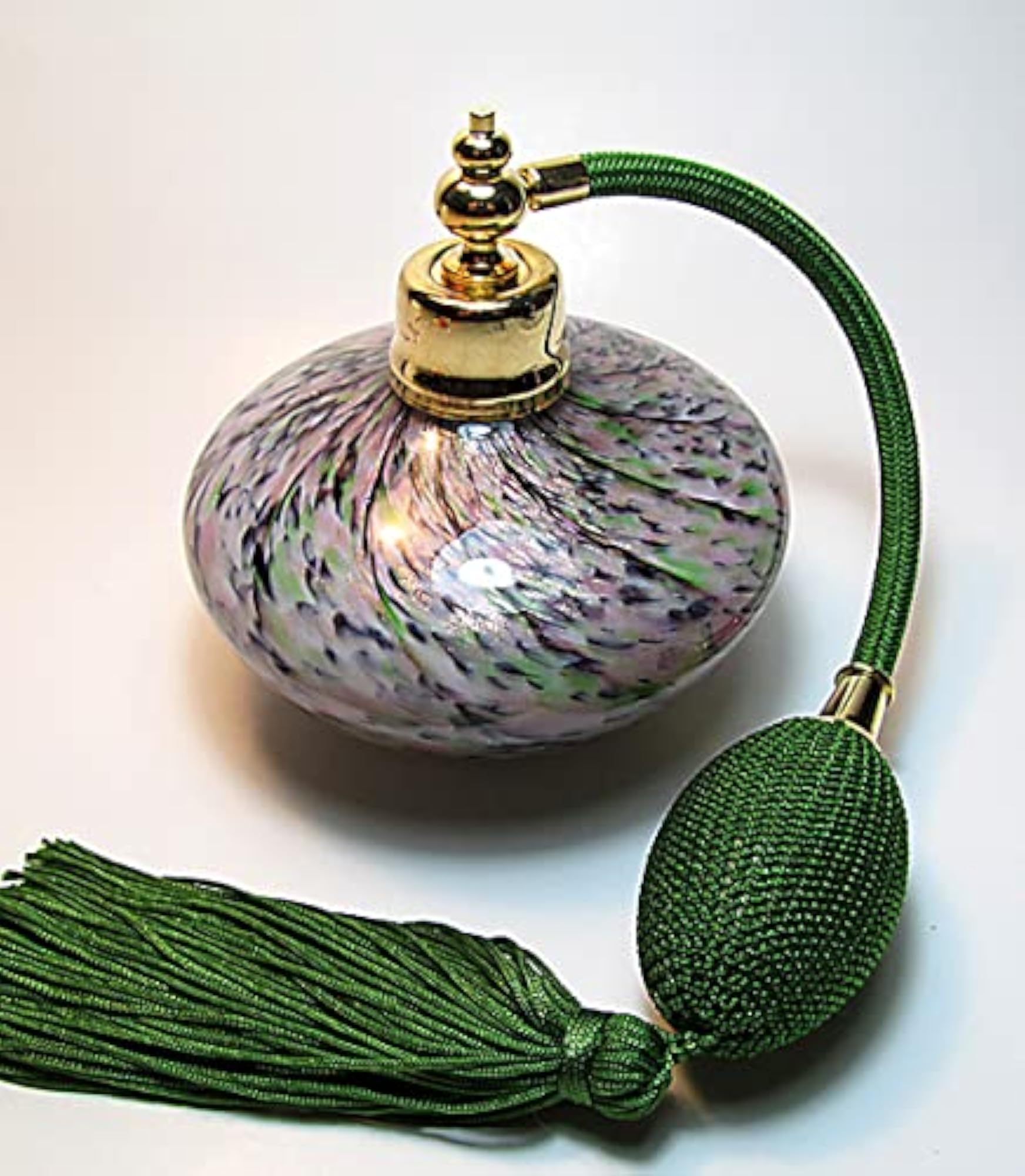 Crystal Glass Perfume Atomizer Bottle with Green Squeeze Bulb