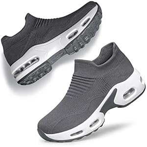 DOUSSPRT Womens Walking Shoes Slip on Sock Sneakers Lady Girls Nurse Mesh Air Cushion Platform Loafers Fashion Casual