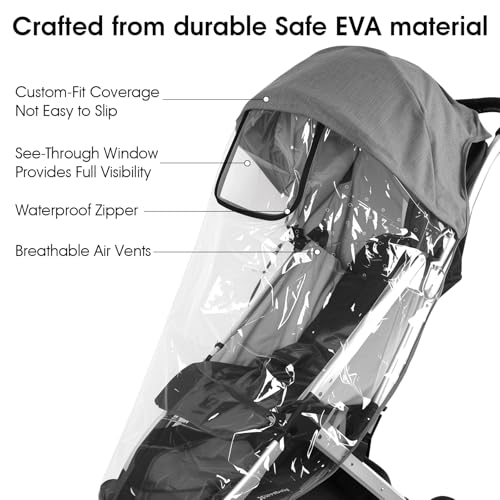 Rain Cover Fits for UPPAbaby Minu and Minu V2 – Waterproof & Windproof Baby Stroller Rain Shield with Ventilation Holes, Quick Attachment, Built-in Storage Bag, Easy Zipper Access to Child