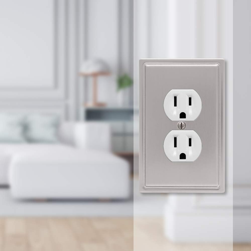 Amerelle 149DBN Chelsea Wallplate, 1 Duplex, Brushed Nickel image 3
