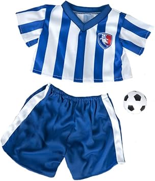 All-Stars Soccer Uniform with Ball for Stuffed Animals Sports Outfit Set with Jersey, Shorts & Plush Soccer Ball Fits Most 6-10 Plush Toys, Teddy Bears & Dolls