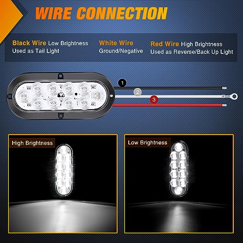 image for Nilight 6 Inch Oval Red White LED Trailer Tail Light 4PCS Waterproof S