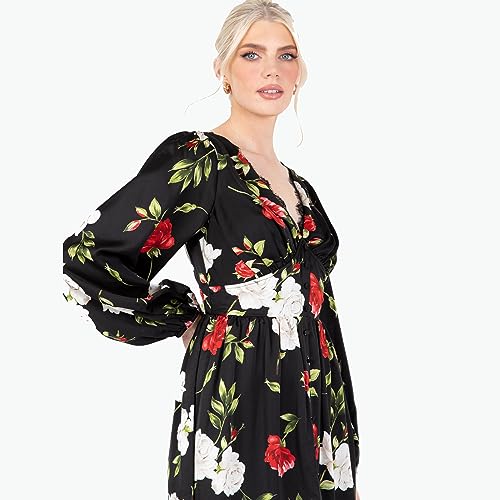Robe longue fleurie fluide coupe empire pour affiner la silhouette chic