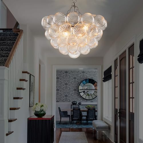 BeyPan Bubble Glass Chandelier Brushed Nickel 20" 4-Light Pendant Light by BeyPan - Used condition - Image 8