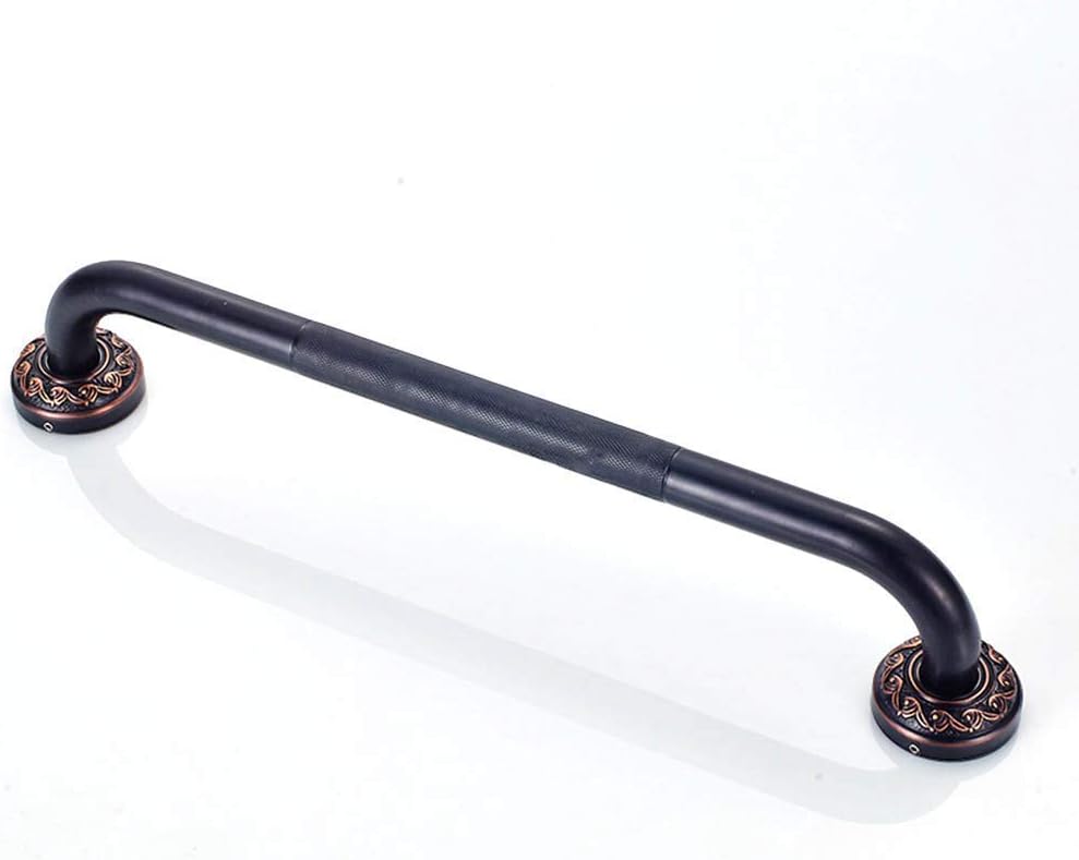Bathtub RailsPlating Iron Grab Rails for Bathroom or Stairs Outdoor Black Safety Support Non-Slip Handle Stury Protect Assisting Bars Balance Standing Railing Towel Rack 51cm Black (Color : Black)