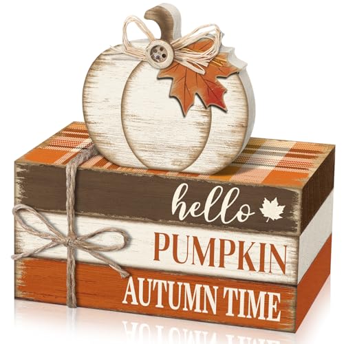 Geelin 4 Pcs Fall Tiered Tray Decorations Thanksgiving Wooden Pumpkin