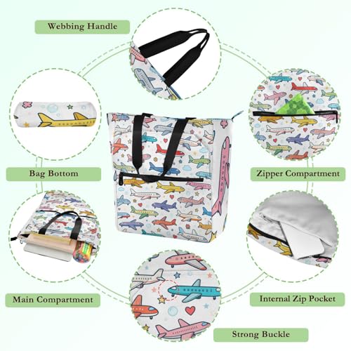 Bolsa de libros para niños con diseño de avión colorido ideal para la escuela 5