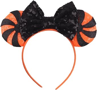 Mouse Ears Bow Headband Hair Hoop for Women, Sequin Headband Cat Ear Hair Bands Hair Accessories