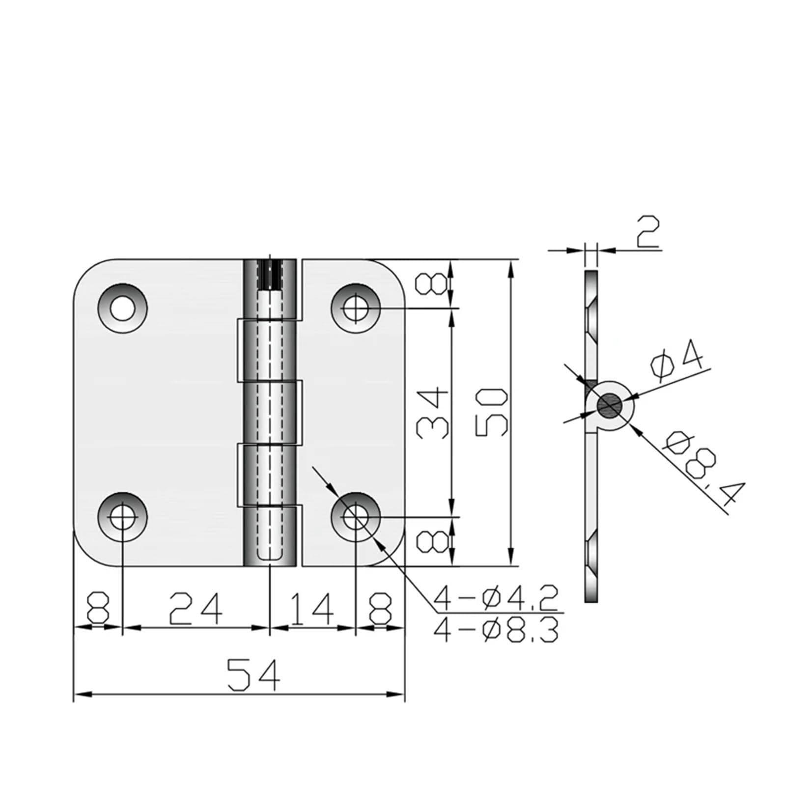 Bisagra plegable industrial con apertura plana, rotación de 180 grados, diseño reforzado y resistente for puertas gabinetes(304JM)