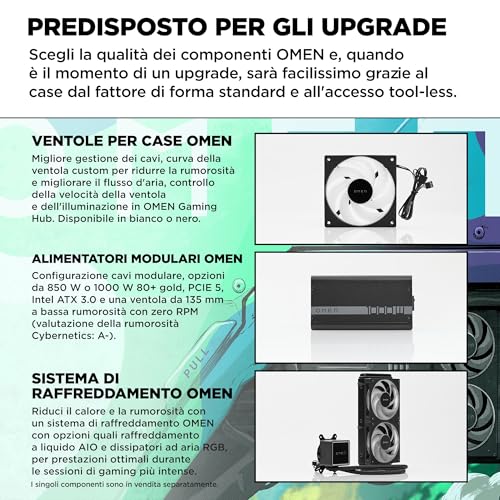 OMEN 35L GT16-0000sl Desktop, Intel Core i7-14700F, 32GB RAM DDR5 4400Hz, 1TB SSD, NVIDIA RTX 4070 Super 12GB, 600W Gold 80 Plus, 3 Mesi di PC Game Pass Incluso, Windows 11, Nero - PC Desktop - Immagine 6