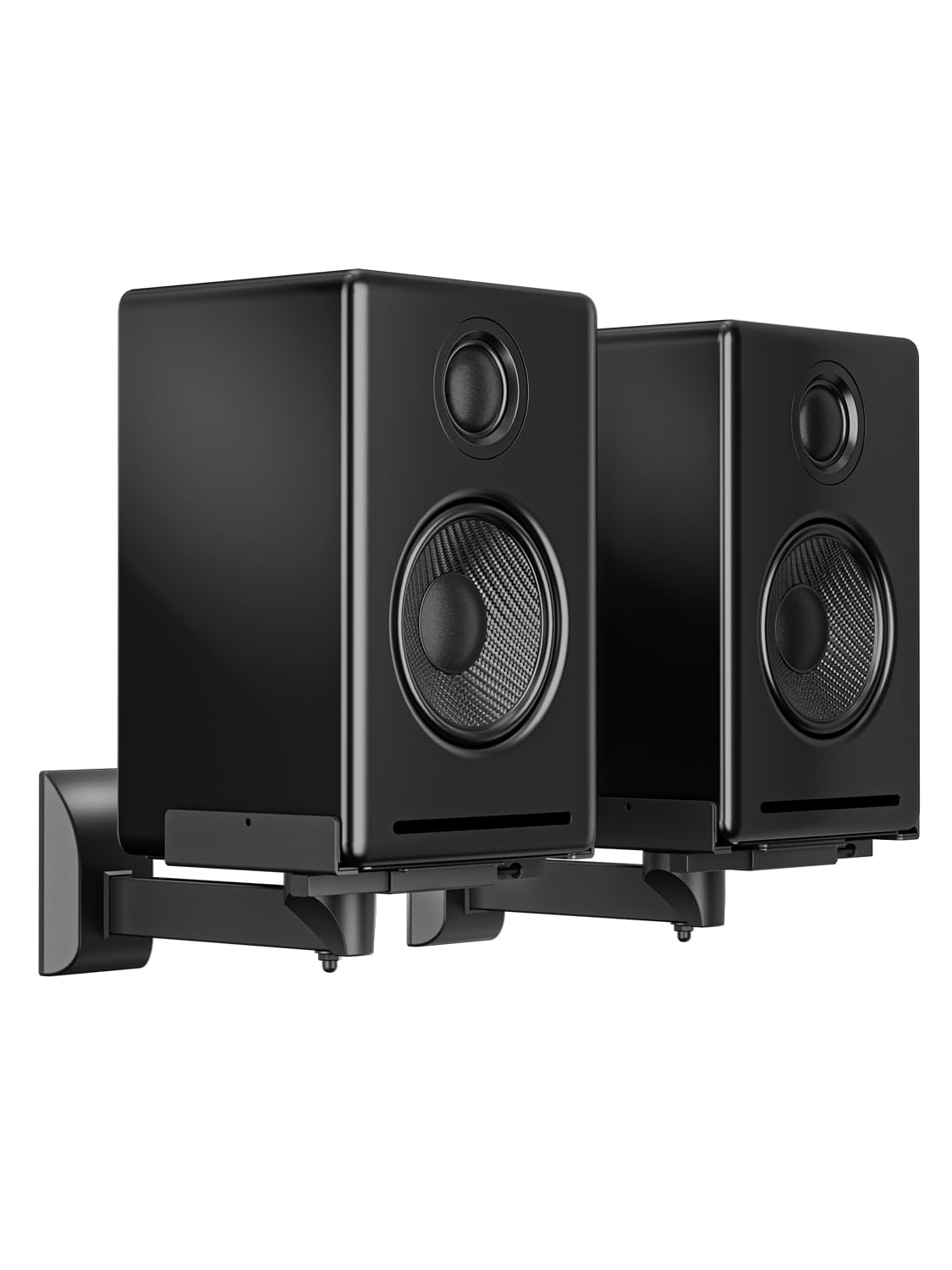 suptek Staffa di montaggio a parete per altoparlante da scaffale a doppio morsetto laterale per diffusori audio di grandi dimensioni circostanti, può contenere fino a 25kg ogni SPM201L, Nero