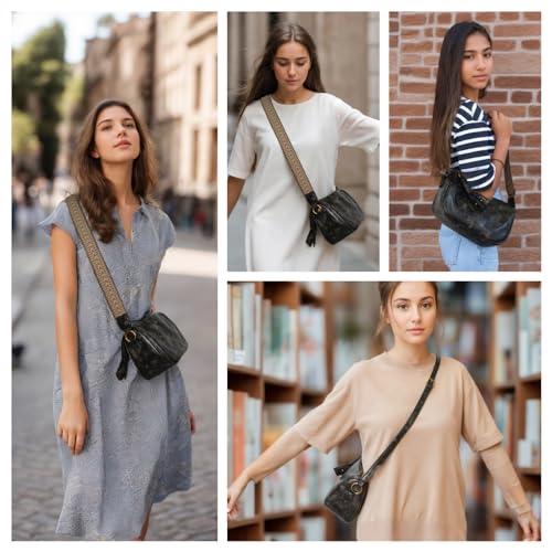 Leather Crossbody Bag with 2 Adjustable Removable Straps, Trendy Small Shoulder Bag, Bucket Purse for Women2