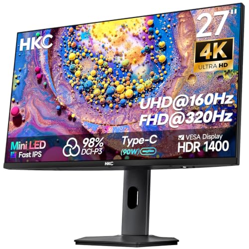 HKC 27 Zoll 4K Gaming Monitor UHD 160Hz/FHD 320Hz Mini LED IPS Bildschirm