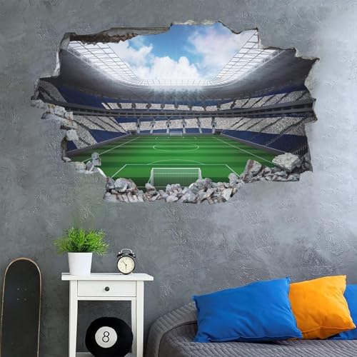 Stickers Muraux Football 3D – Lot 2 Rouleaux – Déco Chambre Garçon – Amovible & Imperméable