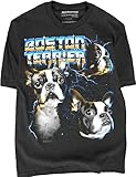 Heavy Metal Tshirt for Boston Terrier Dog Owner Men & Women 80s Glam Rock Band Tees (US, Alpha, Medium, Regular, Regular, Boston Terrier)