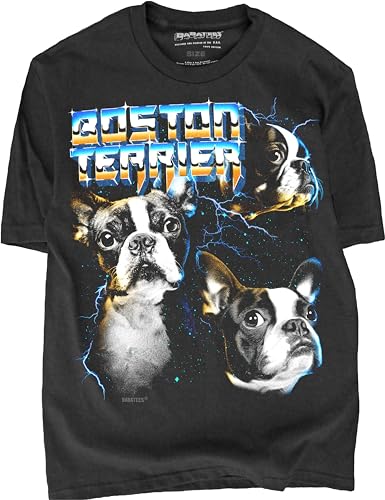 Heavy Metal Tshirt for Boston Terrier Dog Owner Men & Women 80s Glam Rock Band Tees (US Alpha XX-Large Regular Regular Boston Terrier)