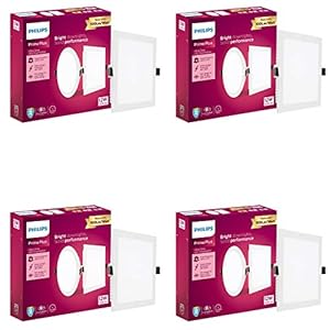 PHILIPS 12W Square AP Plus UltraGlow LED DL Recessed LED Panel Ceiling Light (Pack of 4, Natural White)