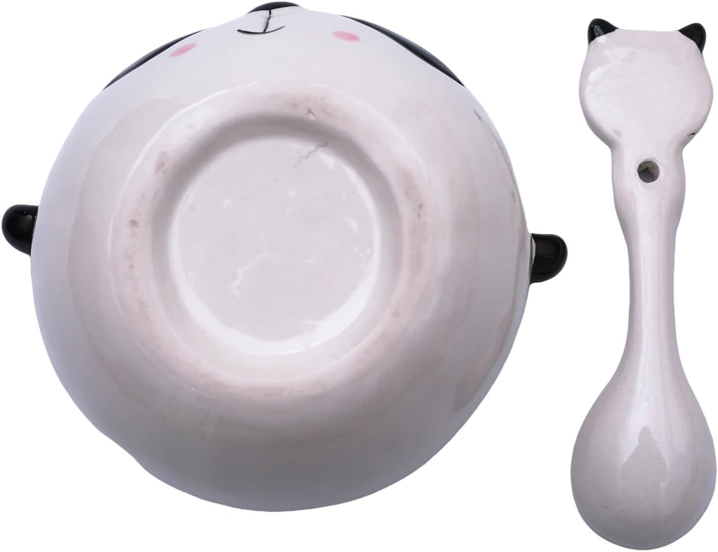 Ceramic Dessert Bowl 14oz., Creative Handmade Small Bowl with Spoon for Appetizer, Snacks, Salads, Yogurt, Side Dishes, Panda
