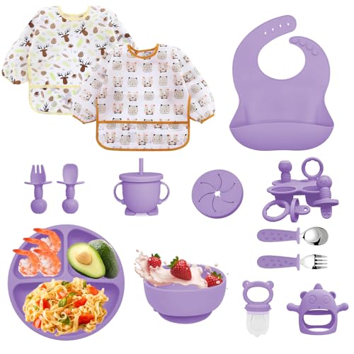 Bizcasa Silikon Baby Geschirrset 14-teilig Lila