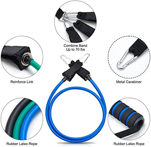 CORATED Resistance Bands Set - Beginner - Professional - Exercise Band for Working Out - Includes Stackable Workout Bands, Handles, Ankle Straps and Carry Bag