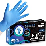 SwiftGrip Disposable Nitrile Exam Gloves, Blue, Latex Free, Medical Gloves for Cleaning, Food-Safe, Powder Free, Non-Sterile, 100-ct Case (Large)