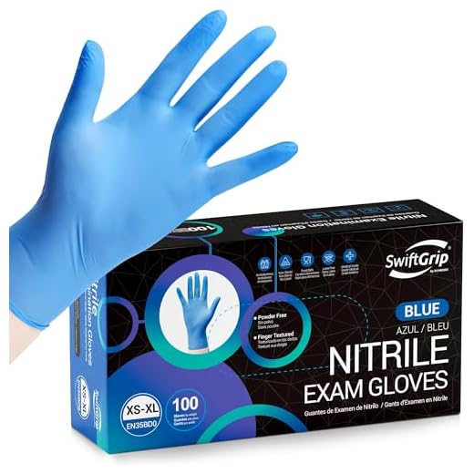 SwiftGrip Disposable Nitrile Exam Gloves, 3-mil, Blue, Nitrile Gloves Disposable Latex Free, Medical Gloves, Cleaning Gloves, Food-Safe Rubber Gloves, Powder Free, Non-Sterile, 100-ct Box (Large)