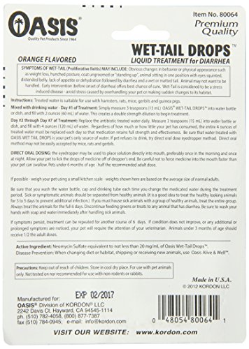 Kordon Oasis #80064 Wet Tail Drops- Liquid Treatment for Diarrhea, 1-Ounce - Thumbnail 2