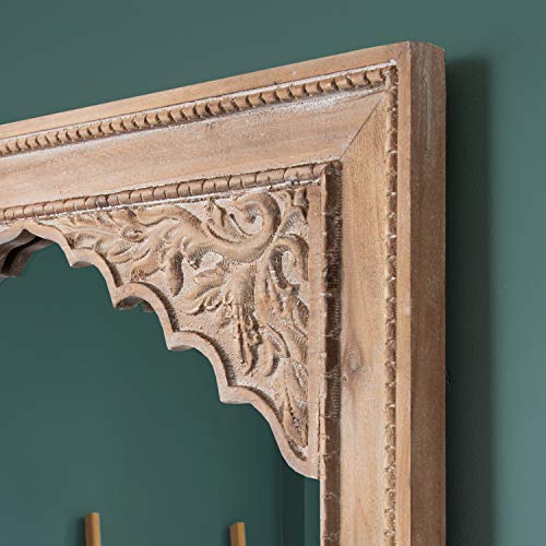 Kate And Laurel Shivani Boho Wall Mirror, 24 X 36, Rustic Brown, Farmhouse Wall Decor With Ornate Detailing #TOP2
