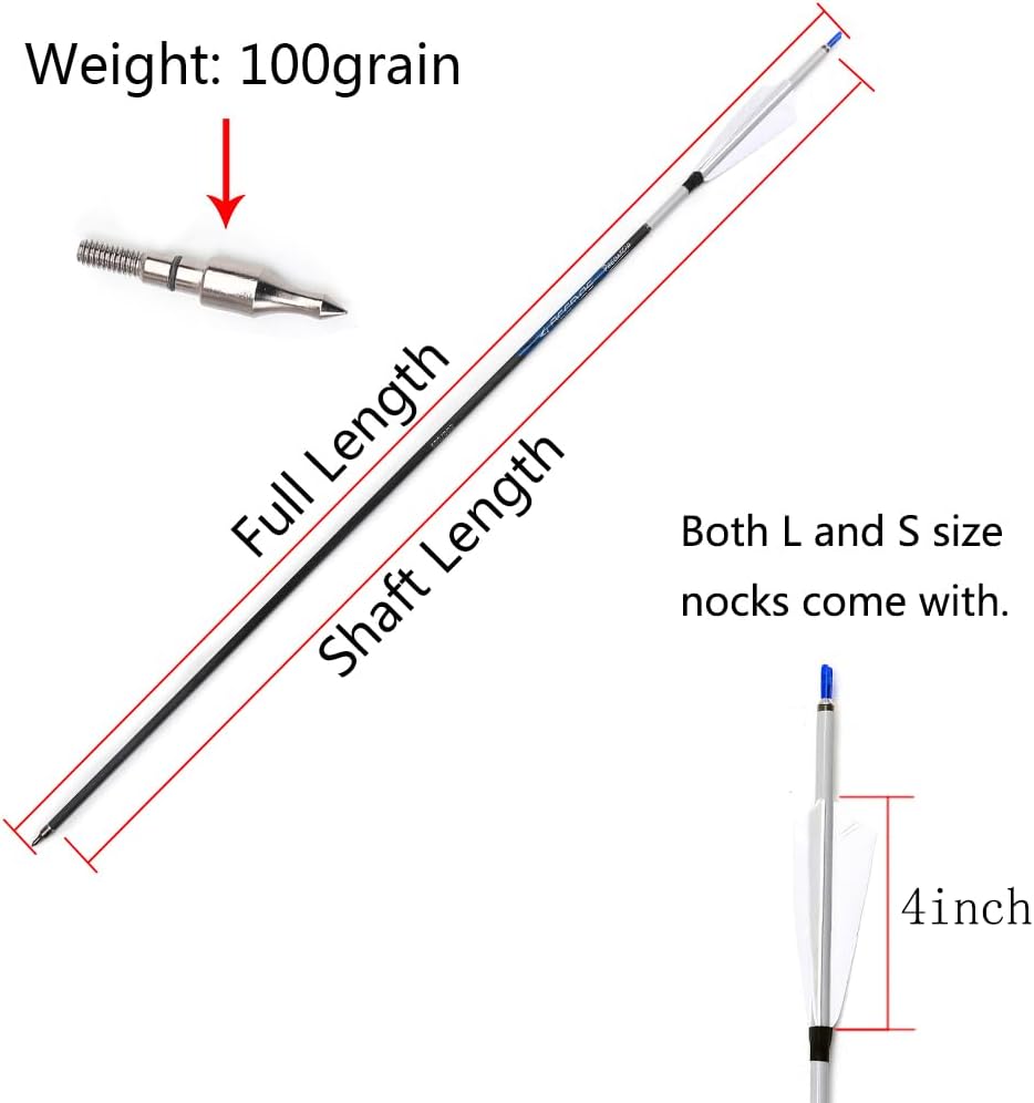 6/12pc Custom Length Feathered Carbon Arrows 200/250/300/350/400/500/600/700/800 Spine Removable Tips 4" Turkey Feather Targeting Hunting Arrow for Long-Bow Recurve Bow Compound Bow Archery A24