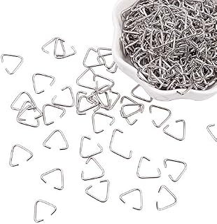 PandaHall Elite 400pcs Iron Triangle Jump Rings Pinch Bails Triangle Buckle for DIY Jewellery Making, Platinum, 11x13x1.1mm