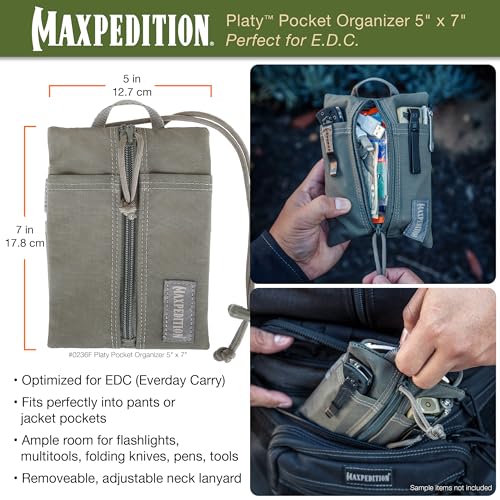 Image of MAXPEDITION Platy Pocket Organizer, Durable EDC Tool Pouch for Men, Neck Wallet with Paracord Lanyard, Holds Flashlight, Multitool, Pen, Notebook
