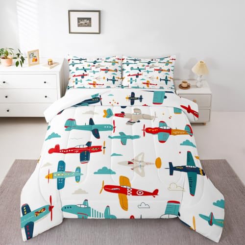 Image of Feelyou Aircraft Bedding Set Full Size for Boys Kids Children