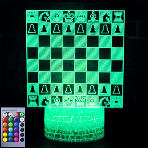 Lámpara de ilusión 3D de ajedrez para mesa, cambio de color