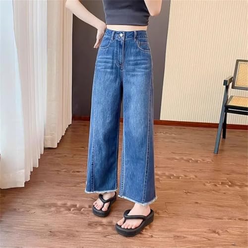 Women's High Waist and Wide Legs Straight Trousers Pear-Shaped Plus Size Loose Nine-Point Jeans3