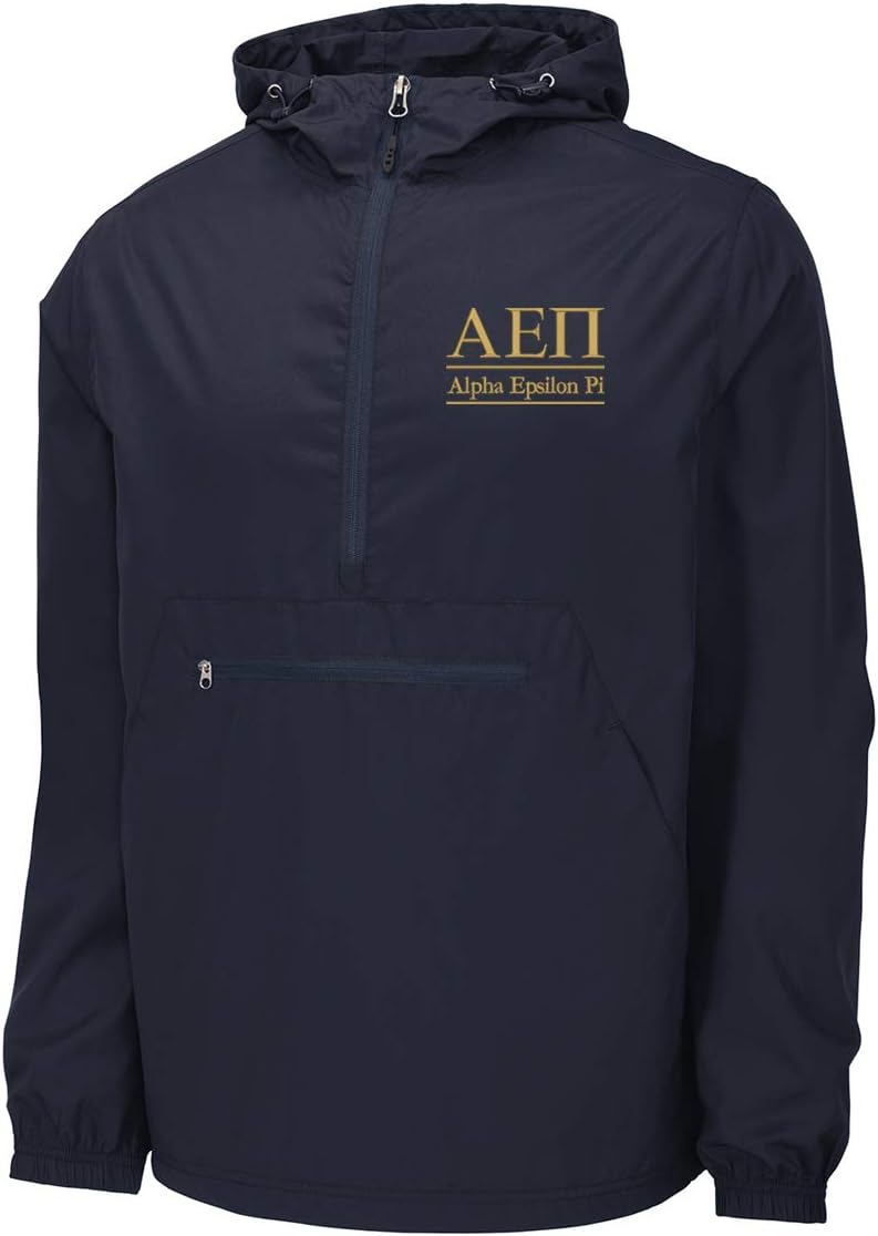 Sorority Letters Shop Alpha Epsilon Pi Windbreaker - Anorak Pullover Jacket - Quarter Zip