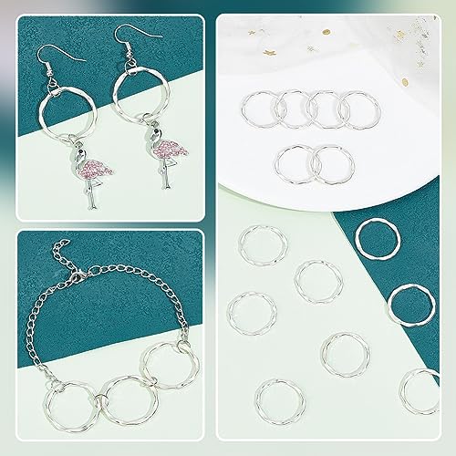 UNICRAFTALE Alloy 40pcs 22mm Tibetan Style Linking Rings Metal Wave Round Circle Frames Connectors O Pattern Rings Connectors Silver Earring Ring Jewelry Links For Bracelet Necklace Jewelry Making - Image 2
