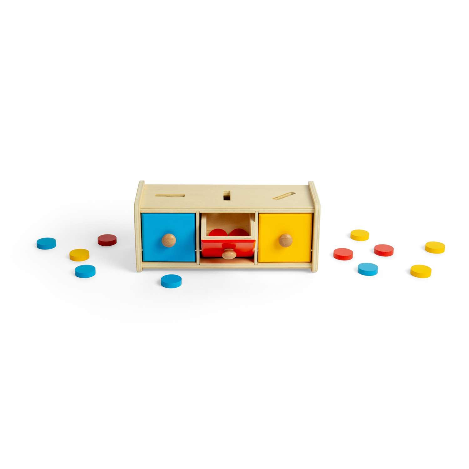 Bigjigs Toys Clasificador de fichas – 16 piezas de juguete Montessori de madera a juego, actividad educativa de aprendizaje temprano para niños pequeños, hecho de forma sostenible, a partir de 12