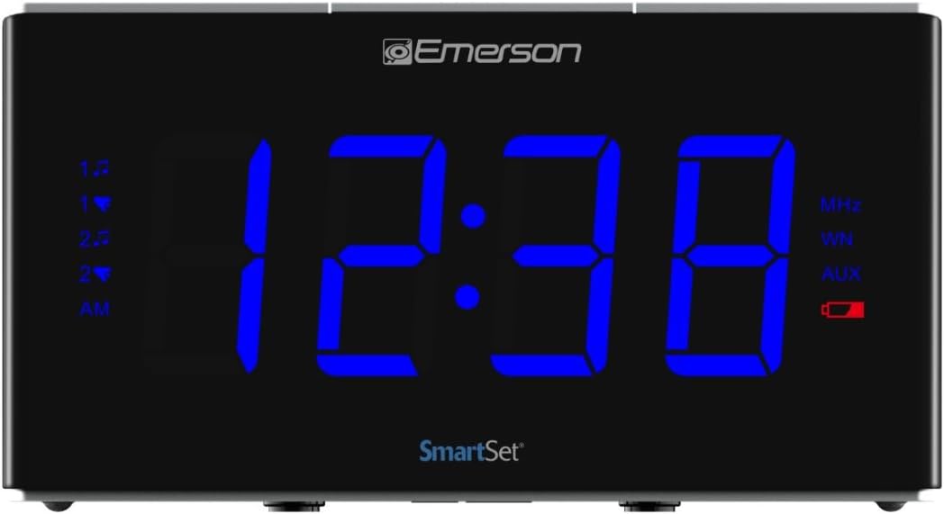 Smartset Sound Therapy Alarm Clock Radio with White Noise/Nature Sounds 1.8" LED Display Black/Blue, ER100105