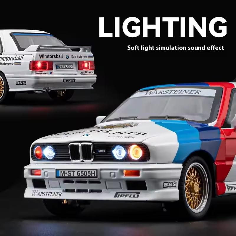 Image of B-M-W M3 Tracking Version Alloy 1:24 Scale Model Racing Metal Car Die-cast Car Scale Model Pull-Back Toy car with Light & Sound Best Gifts Toys Kids【Colors as Per Stock】