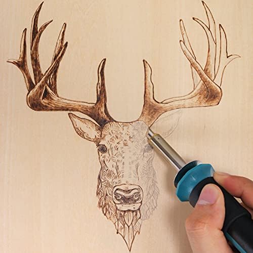 YIHUA 930-IV Wood Burning Kit Pyrography Pen Tool Kit with Heat Adjustable Wood Burning Pen, 26 Pyrography Tips, 10 Wood Pieces, 2 Wood Burner Stencils, Pyrography Wood Burning Tool Set (UK Plug)