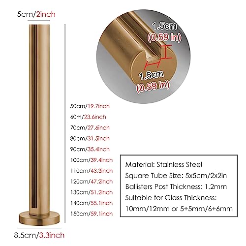 Poteau de balustrade en verre avec base robuste compatible verre 10 à 12 mm - 3