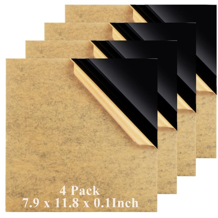 Image of 4 Pack 8 x 12 Inch Black Acrylic Sheet - 1 /8 inch Thick (3mm) Black Plexiglass Sheets, Cast Acrylic Sheet with Protective Paper for DIY Display, Craft, Sign, Painting, Laser Cutting